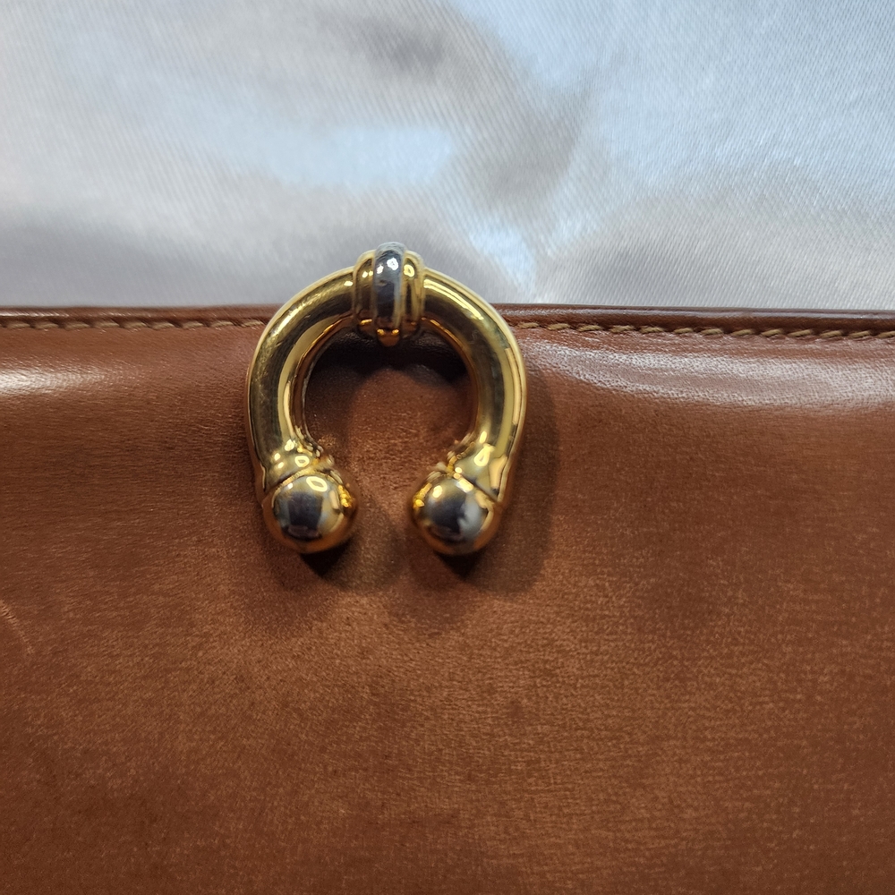 Gucci Vintage Brown Leather Horsebit Clasp Wallet W/ Dustbag & Gold Chain Strap - Picture 3 of 14